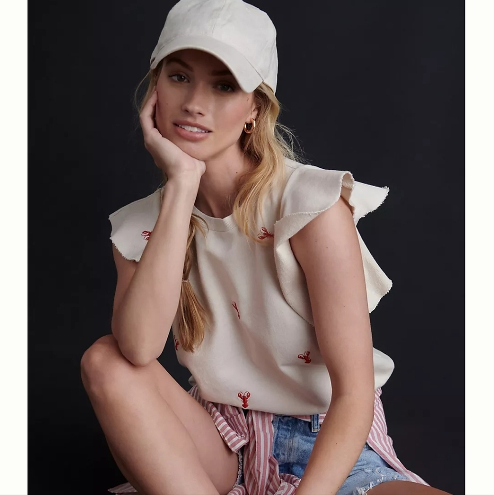 Anthropologie T. La Sleeveless Ruffle Sweatshirt